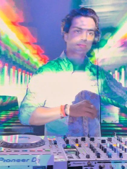 High voltage and high vibes. This is a creative shot capturing the supercharged energy I bring to every set, mixing EDM, Techno, and House music.