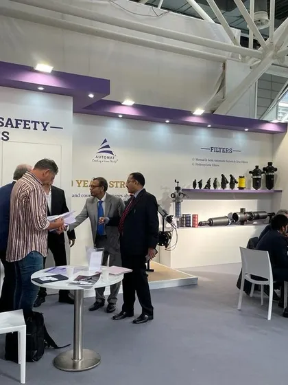 Our team explains the technical details of our control and safety valves to international visitors at the EIMA expo in Italy.