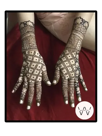 The matching pair for the engagement back-hand design, showing perfect symmetry and intricate detailing.