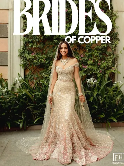 We introduce our 'Brides of Copper' series with the radiant Riddhima. Her wedding was a true reflection of her grace and joy, and we planned every detail to ensure she could immerse herself in the experience, feeling every beautiful moment.