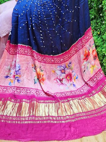 A full view of our Bandhej digital printed modal dupatta. The vibrant colors and the mix of traditional and modern prints make it a versatile accessory for any ethnic wardrobe.