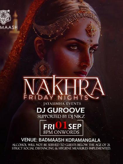 A 'Nakhra Friday Nights' poster from September, highlighting my consistent Friday night slot.