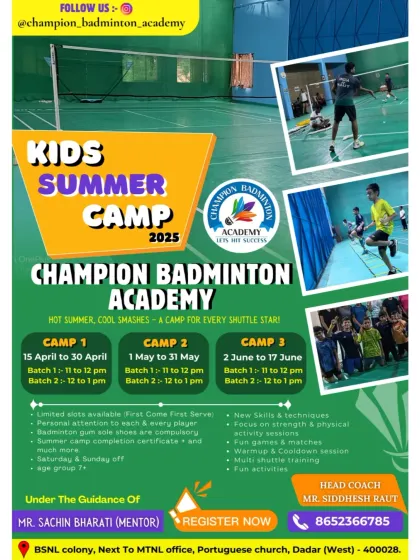 Your child's action-packed summer starts here. Our summer camp is designed for all skill levels, with multiple batches, expert coaching, and a focus on both skills and fun. All details are in this flyer.