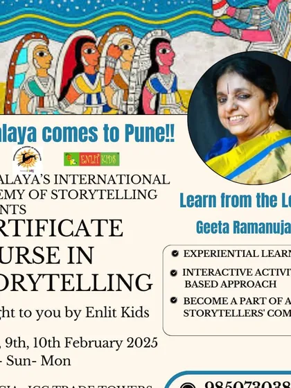 Learn from a legend. This flyer announces my upcoming certificate course in Pune, an interactive and activity-based program brought to you by Enlit Kids.