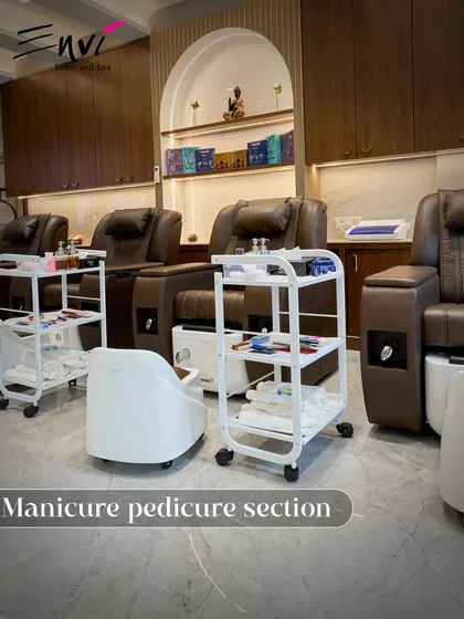 Our dedicated manicure and pedicure section features comfortable spa chairs and hygienic equipment, ensuring a clean, safe, and deeply relaxing experience for your hands and feet.