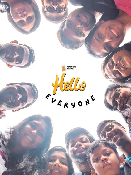 A fun group selfie from below, capturing the happy faces of our Pondicherry tribe.