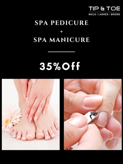Treat yourself with 35% off our Spa Manicure and Spa Pedicure combo. Book your appointment today for a session of ultimate relaxation.