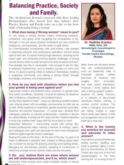 I was honored to be featured in the Aestheticians Journal, where I discussed what being a "strong woman" means to me. It's about balancing a career and family while staying true to your values and uplifting others.