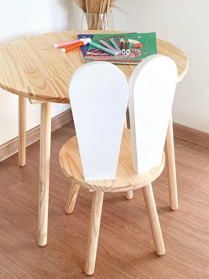 I designed this solid wood bunny chair and table set to be the perfect spot for creativity and snacks. The chair is sturdy enough for daily use, and the bunny ears add a playful touch that kids just love. It’s furniture that’s both functional and full of character.