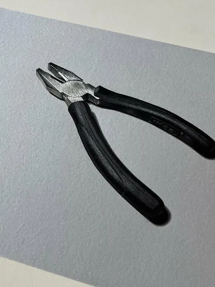 Here is my realistic drawing of a plier. The challenge was to accurately draw the complex shapes and shadows of the tool to make it look real.