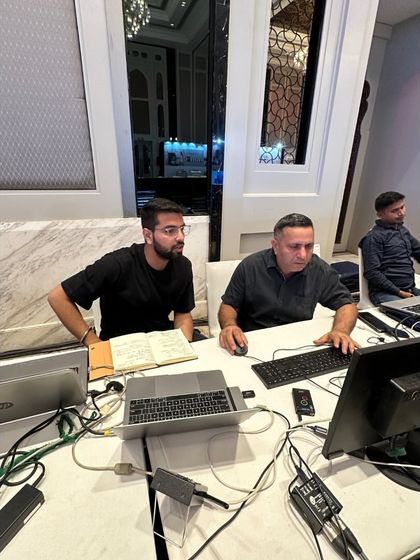 Our team at the console for the Sharp conference, managing the show's technical execution.