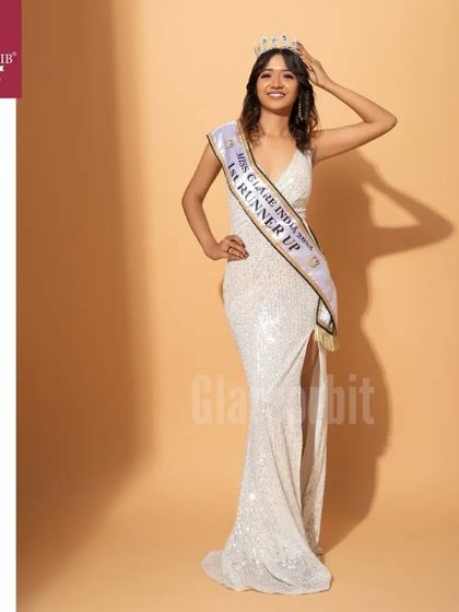 The 1st Runner-Up of Miss Glare India 2022, looking radiant with hair and makeup by the Jawed Habib Academy team.
