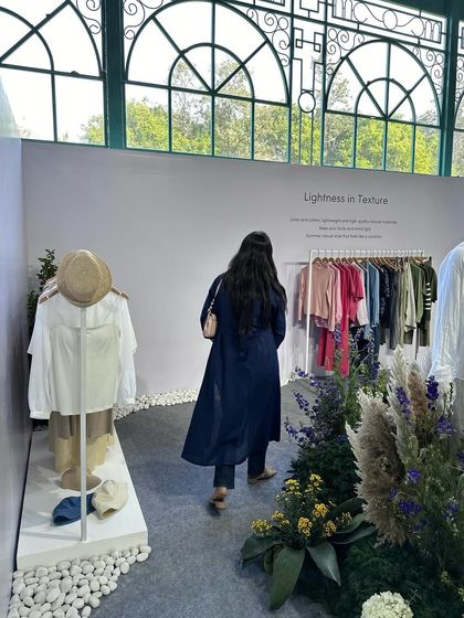 Exploring the 'Lightness in Texture' collection at the Uniqlo preview. Understanding fabrics and how they drape is a key part of my job as a stylist.