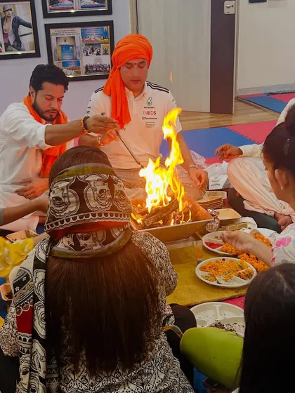 Every significant journey begins with setting a pure intention. We commence our 300-hour training with a traditional Havan, a sacred fire ceremony to invoke blessings and purify the energy of our space and our minds for the path ahead.