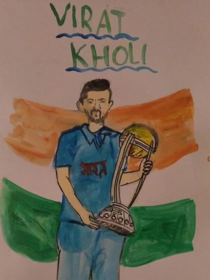 In support of Team India, one of our 7-year-old students drew this amazing portrait of Virat Kohli. It's a wonderful example of how current events can inspire art.