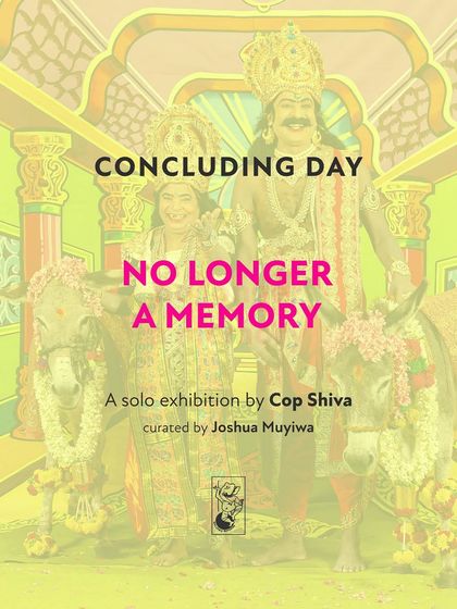 The 'Concluding Day' announcement for the exhibition. The artwork features Cop Shiva and his mother in mythological attire, a key theme in the series.