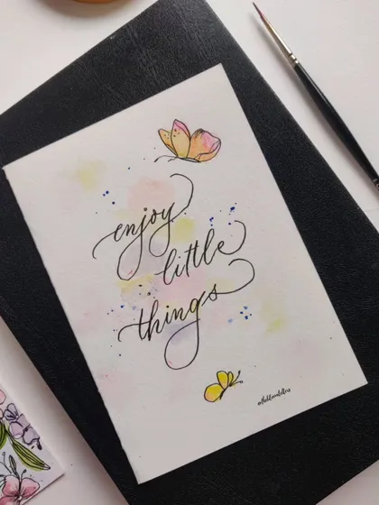 "Enjoy little things." A simple piece created with minimal supplies while visiting my native place in Kutch. A reminder that you don't need perfect conditions to create.