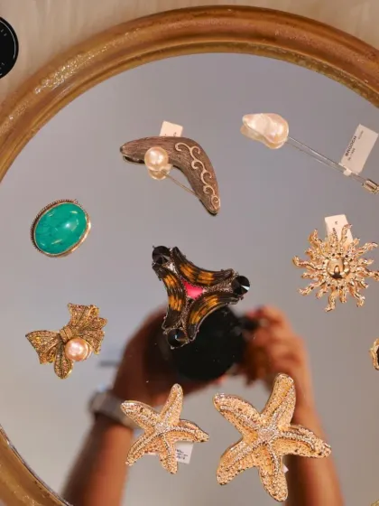 Looking for something nobody else has? Our unique brooches include starfish, sunbursts, and abstract designs with pearls and stones. These are the perfect outfit elevators.