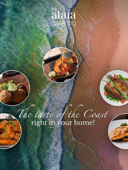 Bringing the taste of the coast right to your home. This collage displays a variety of our coastal dishes, from fried fish to prawn appetizers.