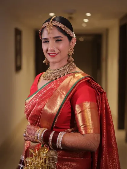 Another stunning portrait of the bride. Her makeup is designed to be flawless from every angle, with a focus on enhancing her natural beauty.