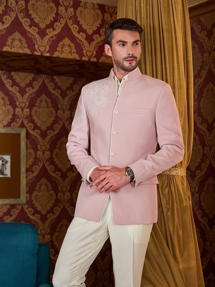 Another angle of the baby pink Jodhpuri, showcasing its versatility and modern elegance. This is how I blend cultural narratives with contemporary style.