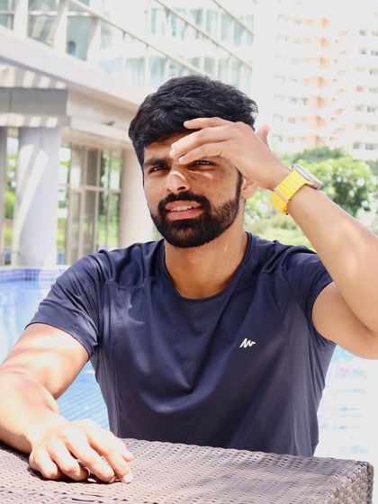 A candid moment by the pool.