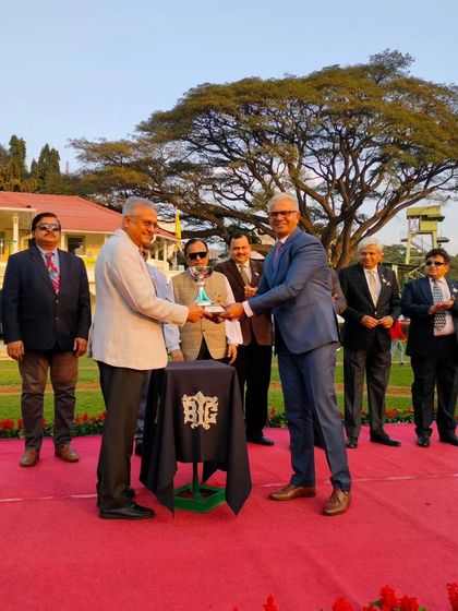 A moment from the Narasimha Raja Trophy ceremony.