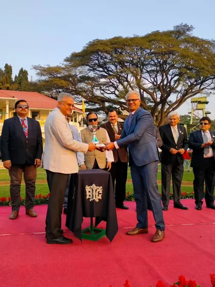 A moment from the Narasimha Raja Trophy ceremony.