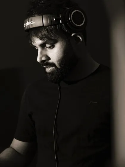 In the zone, creating new sounds. This is where it all happens, whether I'm producing a new track or working on a remix. The journey is about staying focused and enjoying the process.