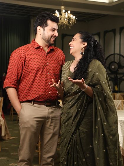 Another candid moment from our 6th-anniversary photoshoot. This photo captures our easy-going and fun-loving dynamic as a couple.