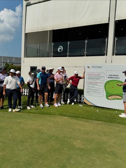 My coaches participating in an on-course short game session at the All Thailand Golf Center. Practical, hands-on learning is essential for their development.