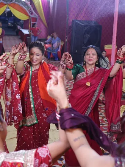 Our members dancing with joy at the Khatu Shyam Ji Kirtan we organized. It's a blessing to share these spiritual moments together.