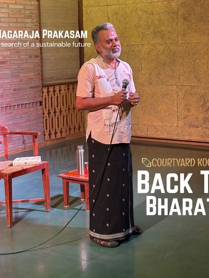 Nagaraja Prakasam delivering a powerful talk titled 'Back to Bharat'. His session on entrepreneurship, sustainability, and impact investing sparked meaningful discussions and left our audience deeply reflective.
