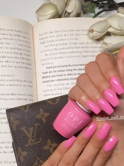 Say hi to a fresh pink mani. For this look, I used the OPI gel color in "Lima Tell You About This Color" for a vibrant, long-lasting finish.