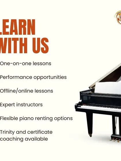 We offer one-on-one piano lessons, performance opportunities, Trinity coaching, and flexible instrument renting options to make learning easy.