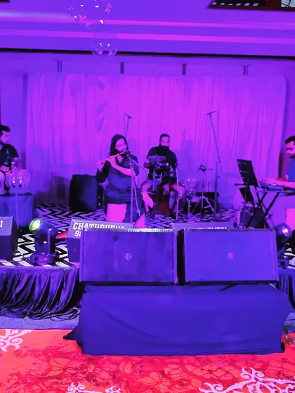 Performing for a first birthday celebration in Gwalior, curating music for all age groups.