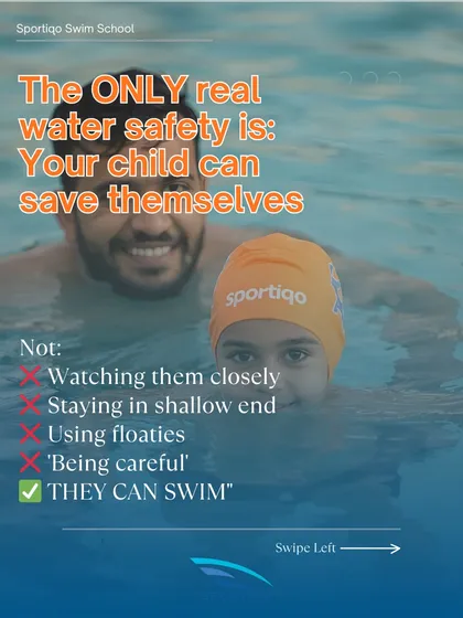Floaties and careful watching create a false sense of security. The only real water safety is your child's ability to save themselves. I teach this fundamental skill before anything else.