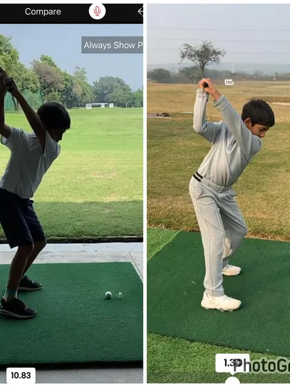Before and after at the top of the swing. The new position is much more stable and loaded, ready to generate power.