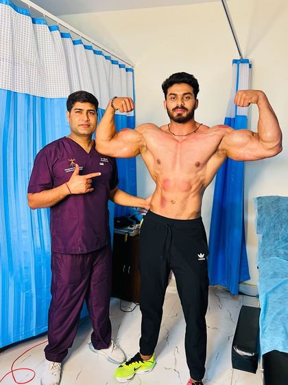 With professional athlete Endless Jaat after his Graston and cupping session.