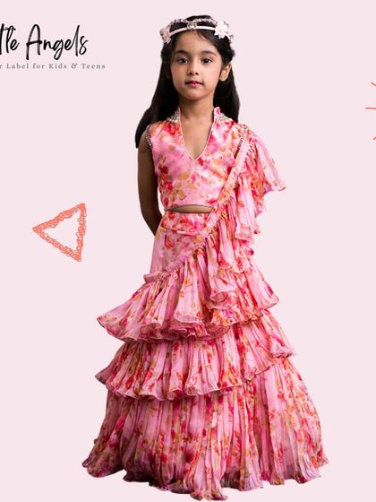 A floral printed sharara set, perfect for a summer wedding or festive event.