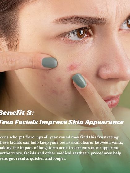 My Teen-Clean Facial is designed to improve the appearance of young skin. For teens who get flare-ups, this facial can help keep skin clearer between visits and improve the results of long-term acne treatments.