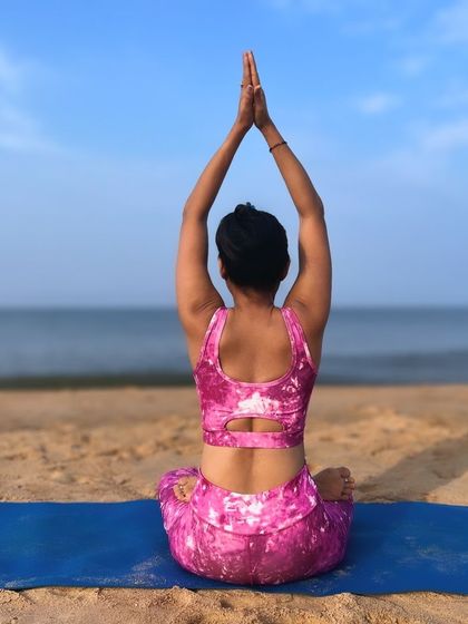 Inhale the future, exhale the past. Seated on the beach, connecting with my breath, which is the anchor that brings us to the present moment.