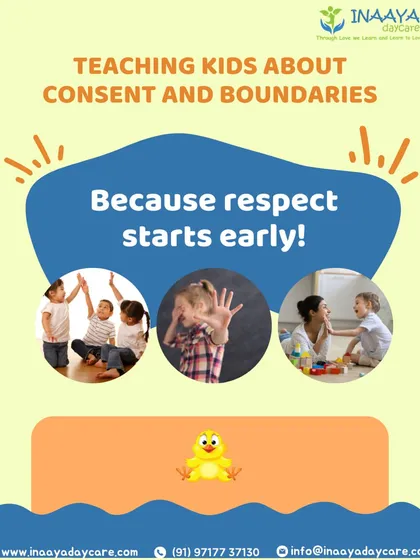 The introductory slide to our infographic series on teaching consent and boundaries, emphasizing that respect starts early.