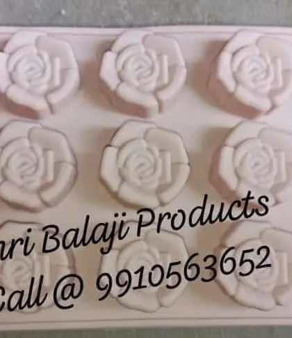 I can combine popular shapes with your unique branding. This multi-cavity mold produces beautiful rose-shaped soaps, each with the client's initial "J" elegantly placed in the center.