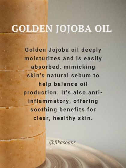 Golden Jojoba oil is a star ingredient in my face soap. It deeply moisturizes and is easily absorbed, mimicking the skin's natural sebum to help balance oil production and reduce inflammation.
