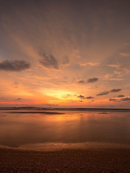 A duplicate of image 7, a beautiful long exposure sunset over the sea in Udupi.