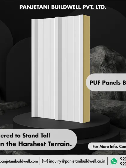 This is a product shot of our signature PUF panel, engineered to stand tall in the harshest terrains. Its robust design ensures superior insulation and durability, making it a smart solution for any climate or environment.