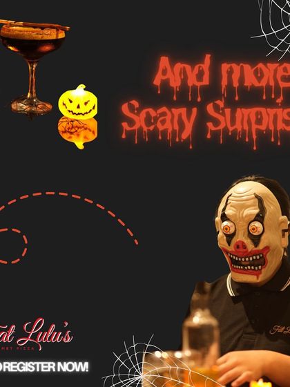 We promised more than just pizza. This graphic teases the scary surprises and fun costumes that were part of our Halloween event.