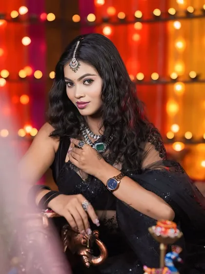 A final shot from the Diwali series, capturing the model's confident and glamorous look.