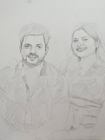 Another view of the initial pencil sketch for the 20" x 20" couple portrait.